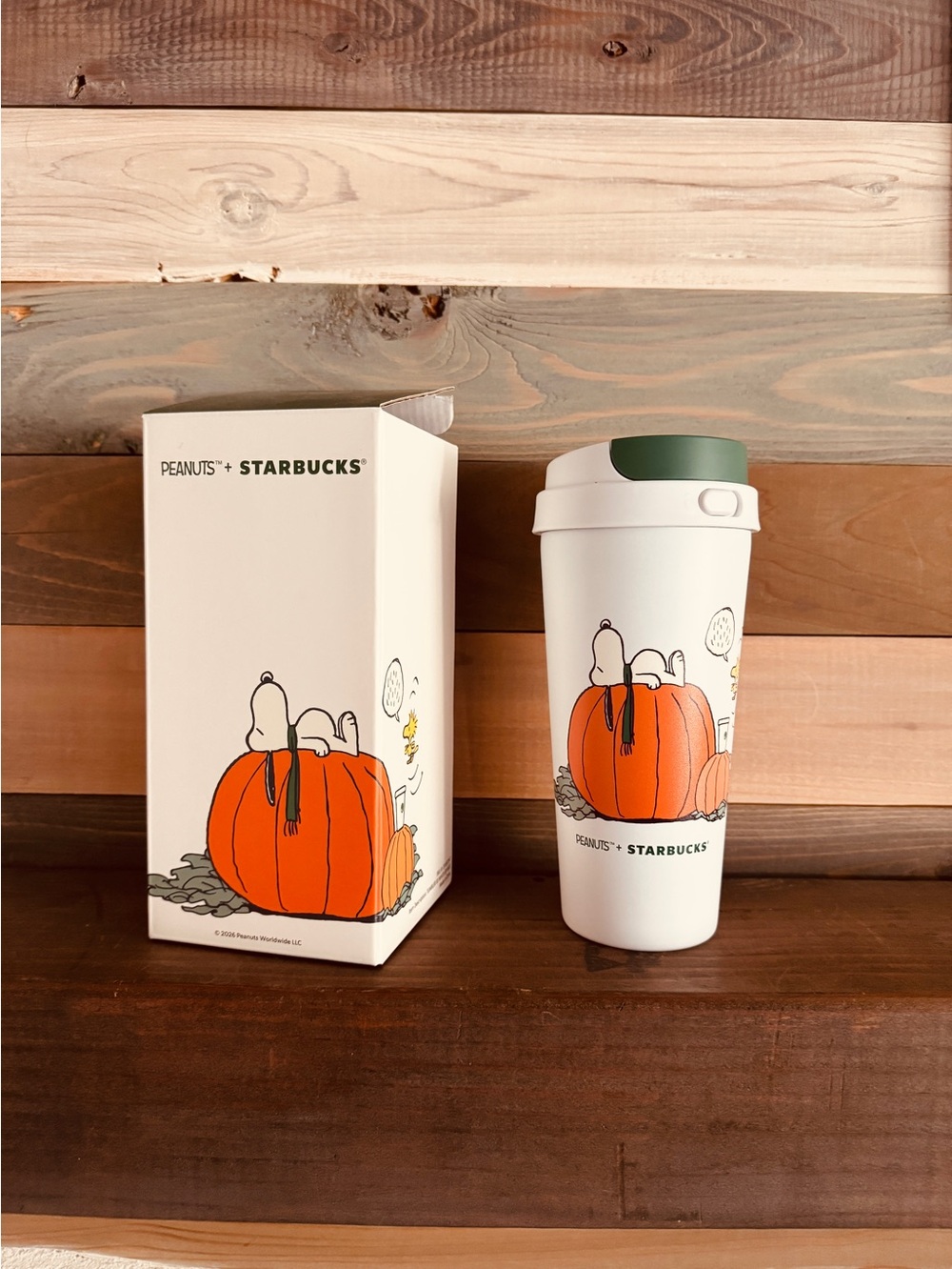 NIB Starbucks X Peanuts Snoopy and Great Pumpkin 16 Oz stainless steel tumbler